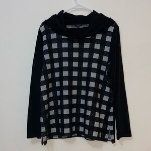 Talbots cowl neck, checkered / plaid petites top